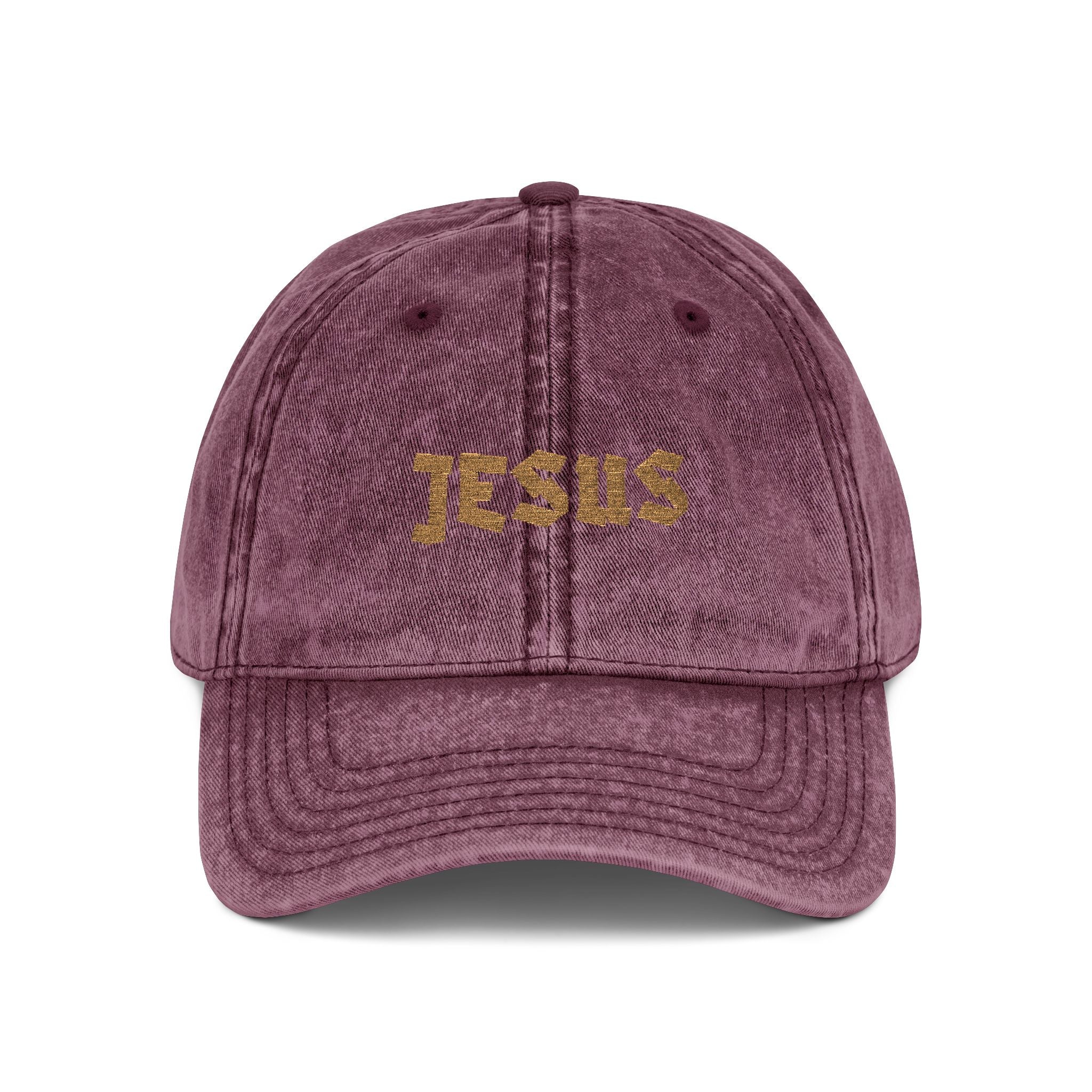 Embroidered 'JESUS' Vintage Cotton Cap Distressed