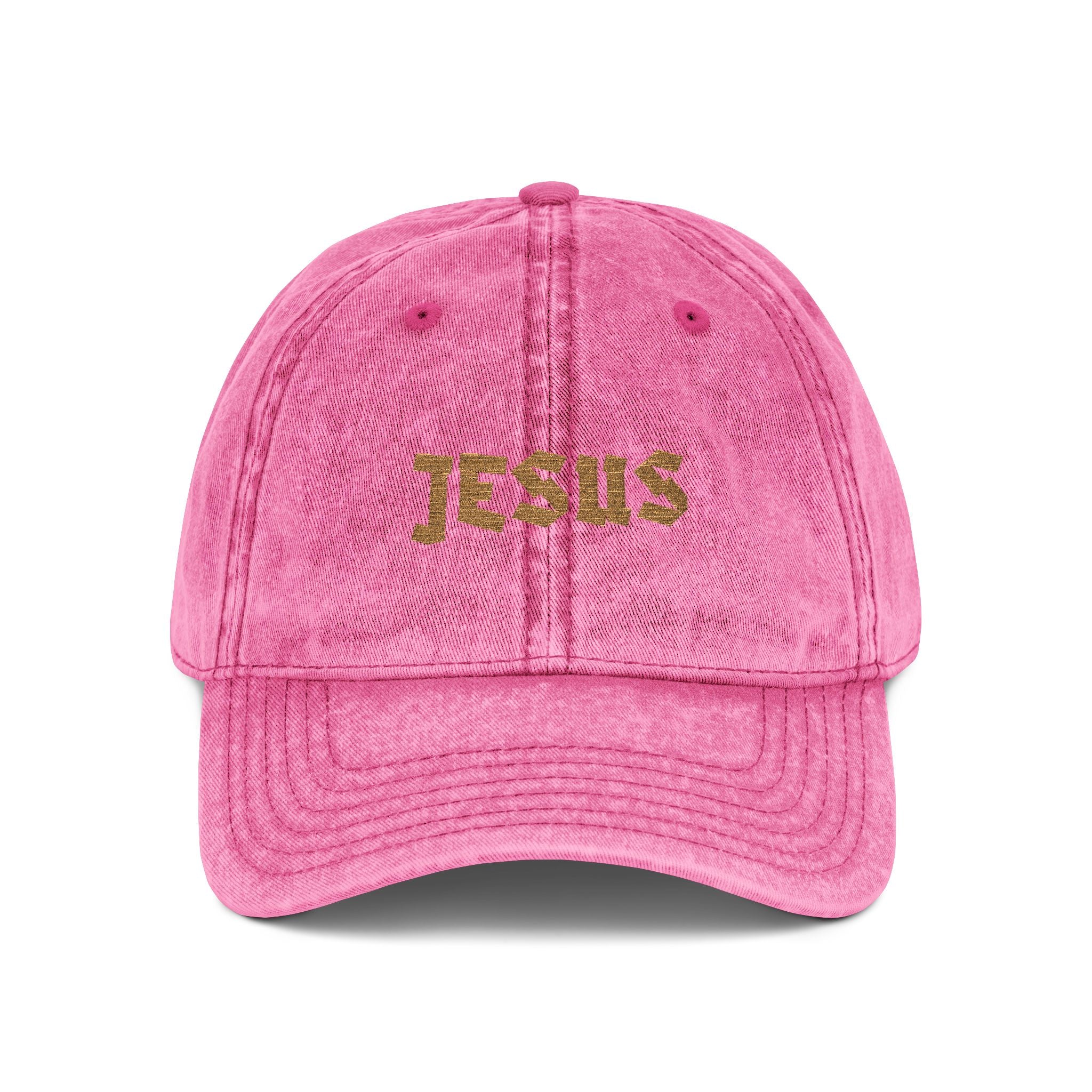 Embroidered 'JESUS' Vintage Cotton Cap Distressed