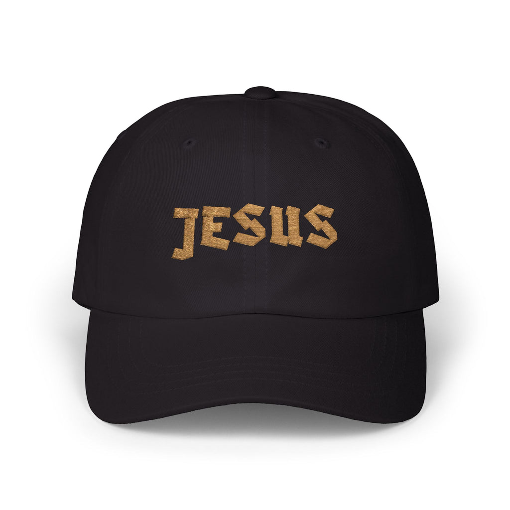JESUS Gold Foil Embroidered Classic Baseball Dad Hat