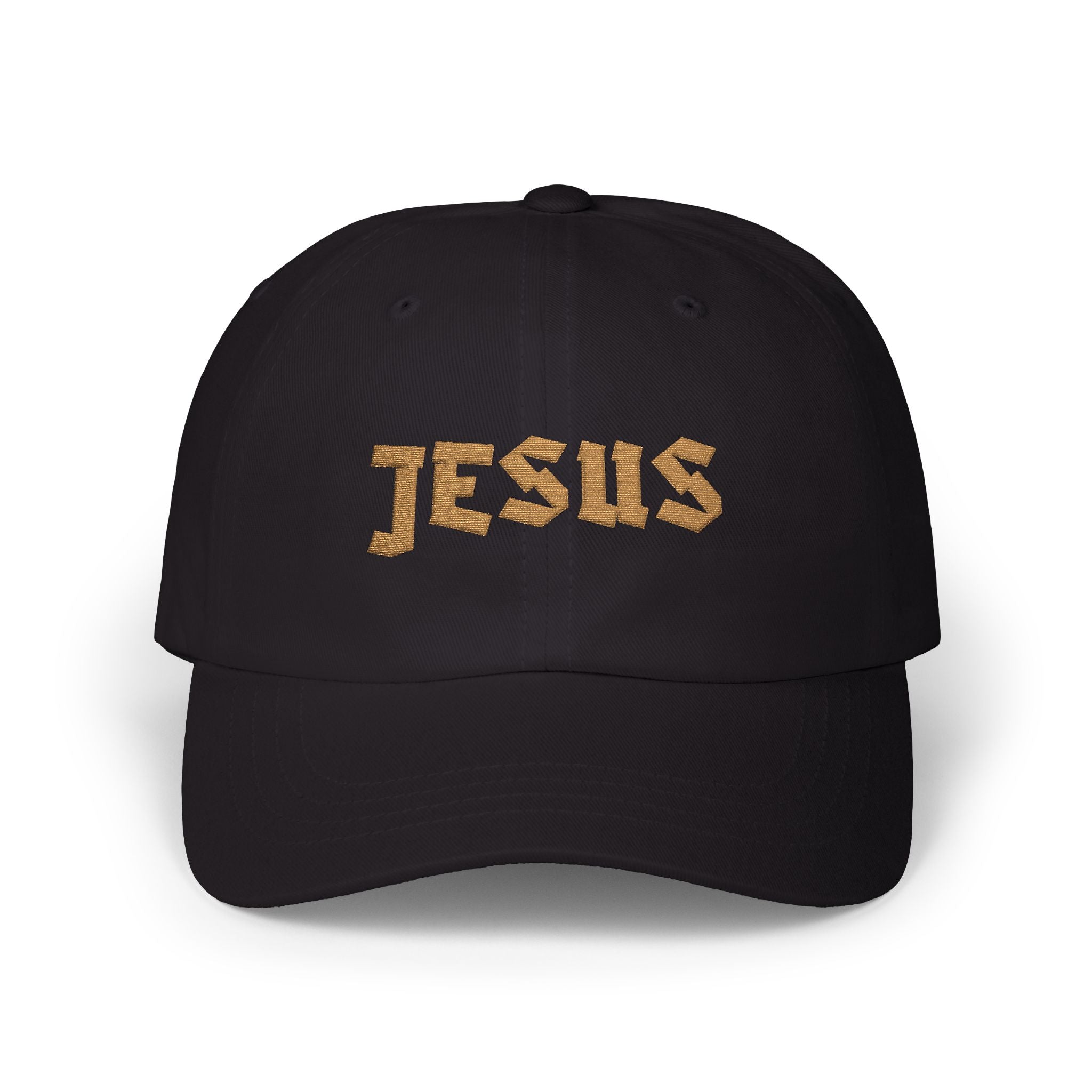 JESUS Gold Foil Embroidered Classic Baseball Dad Hat