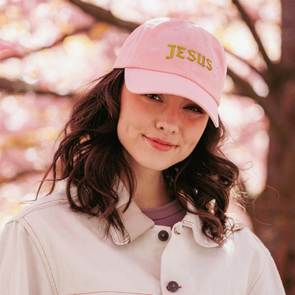 JESUS Gold Foil Embroidered Classic Baseball Dad Hat