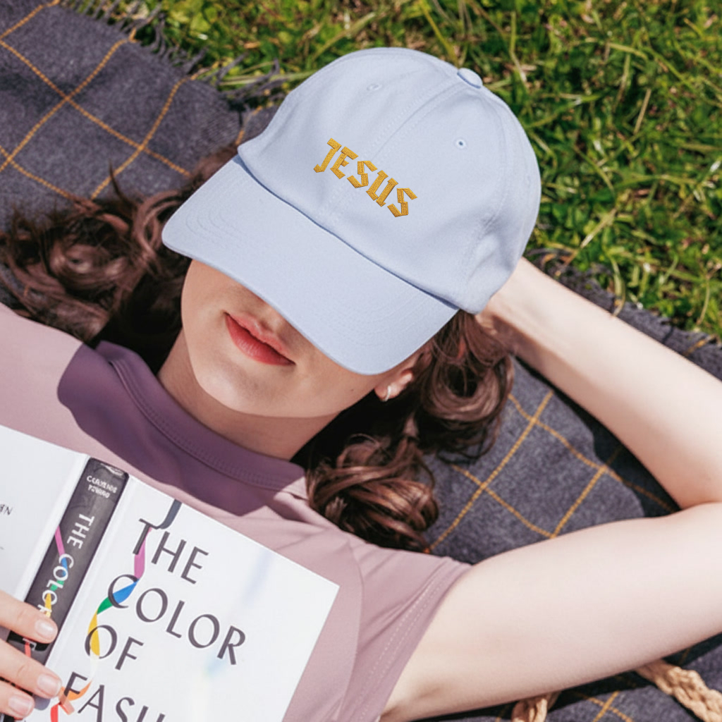 JESUS Gold Foil Embroidered Classic Baseball Dad Hat