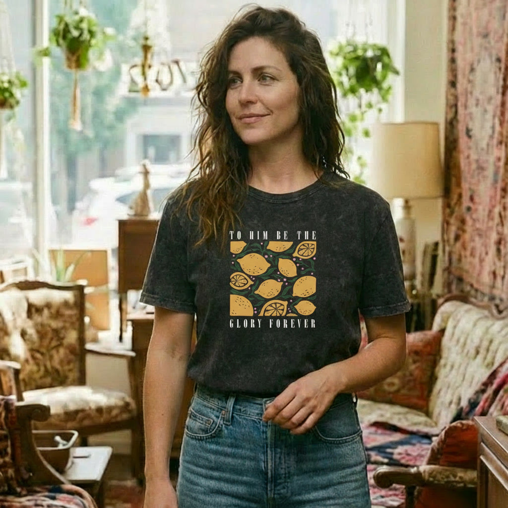 To Him Be the Glory Forever - mineral-wash tee