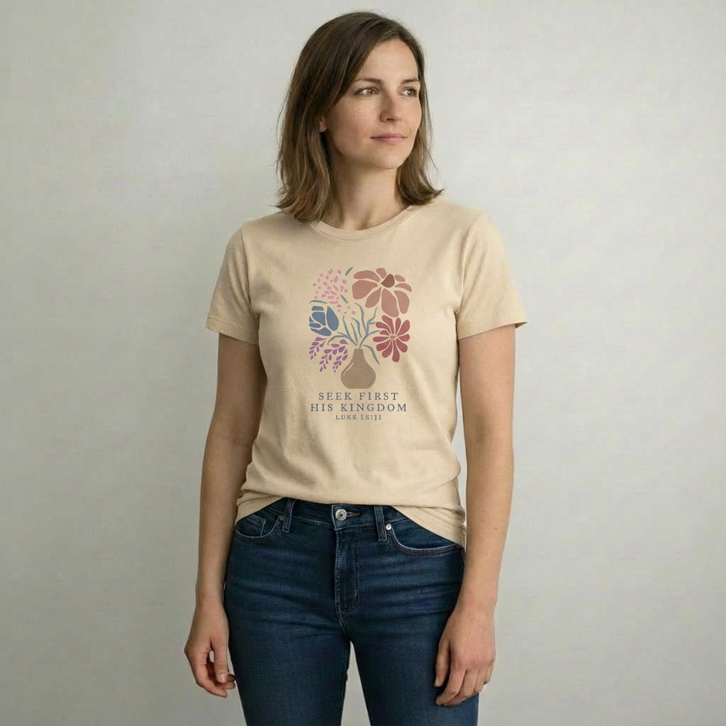 Seek First His Kingdom - floral fitted tee