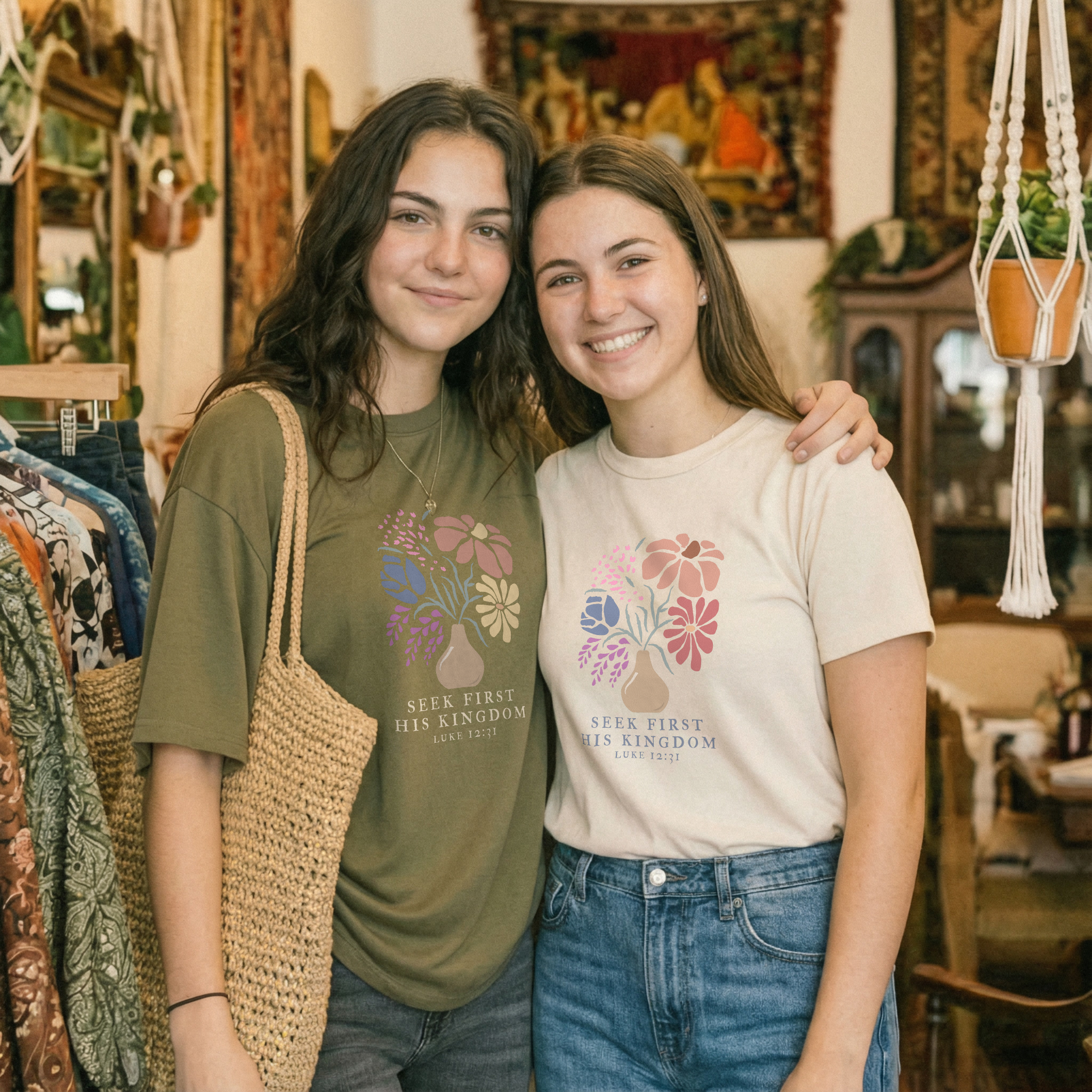 Seek First His Kingdom - floral fitted tee