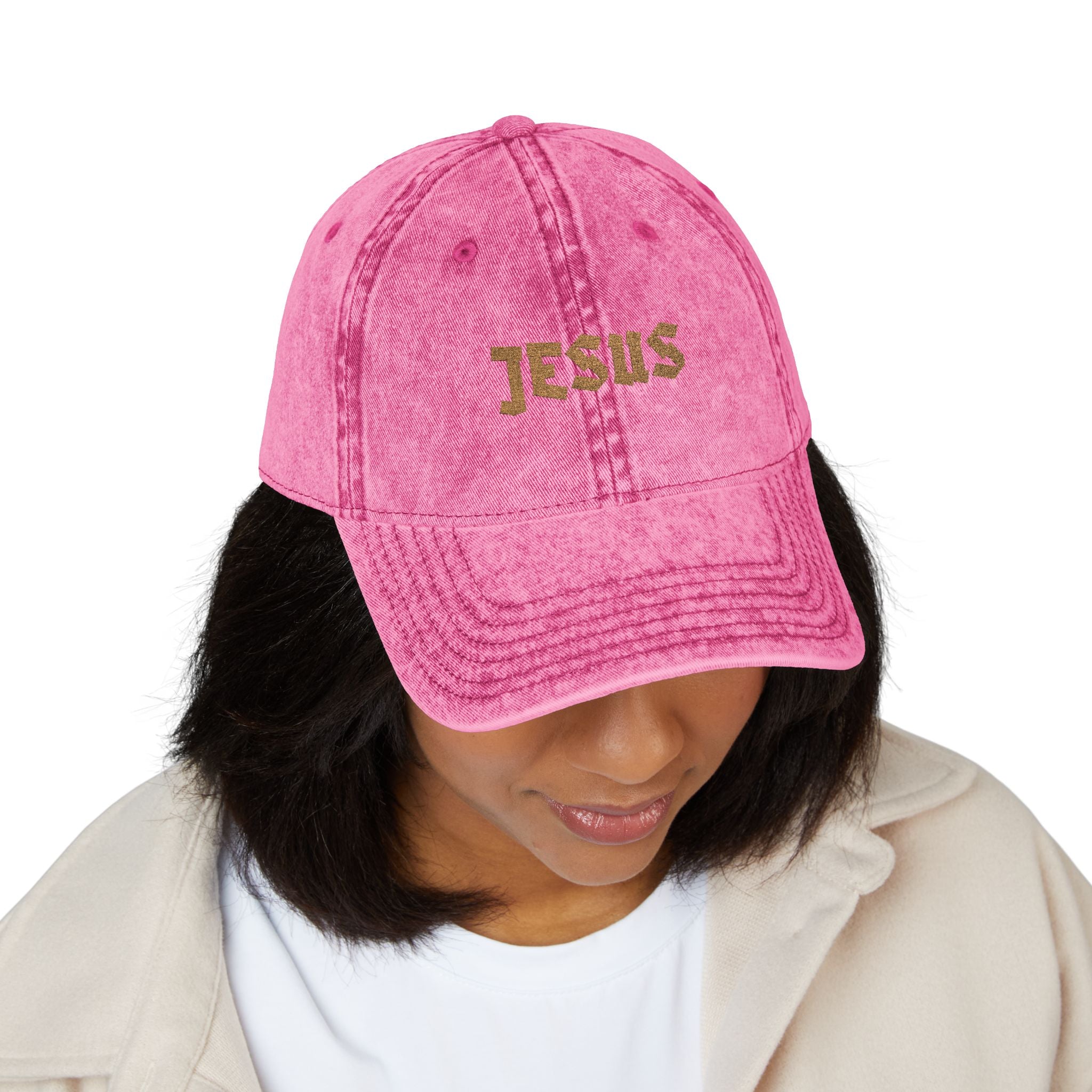 Embroidered 'JESUS' Vintage Cotton Cap Distressed