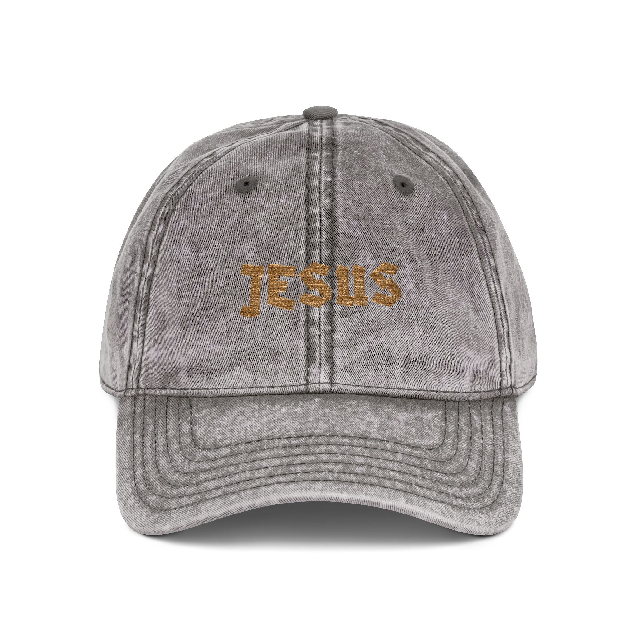 Embroidered 'JESUS' Vintage Cotton Cap Distressed