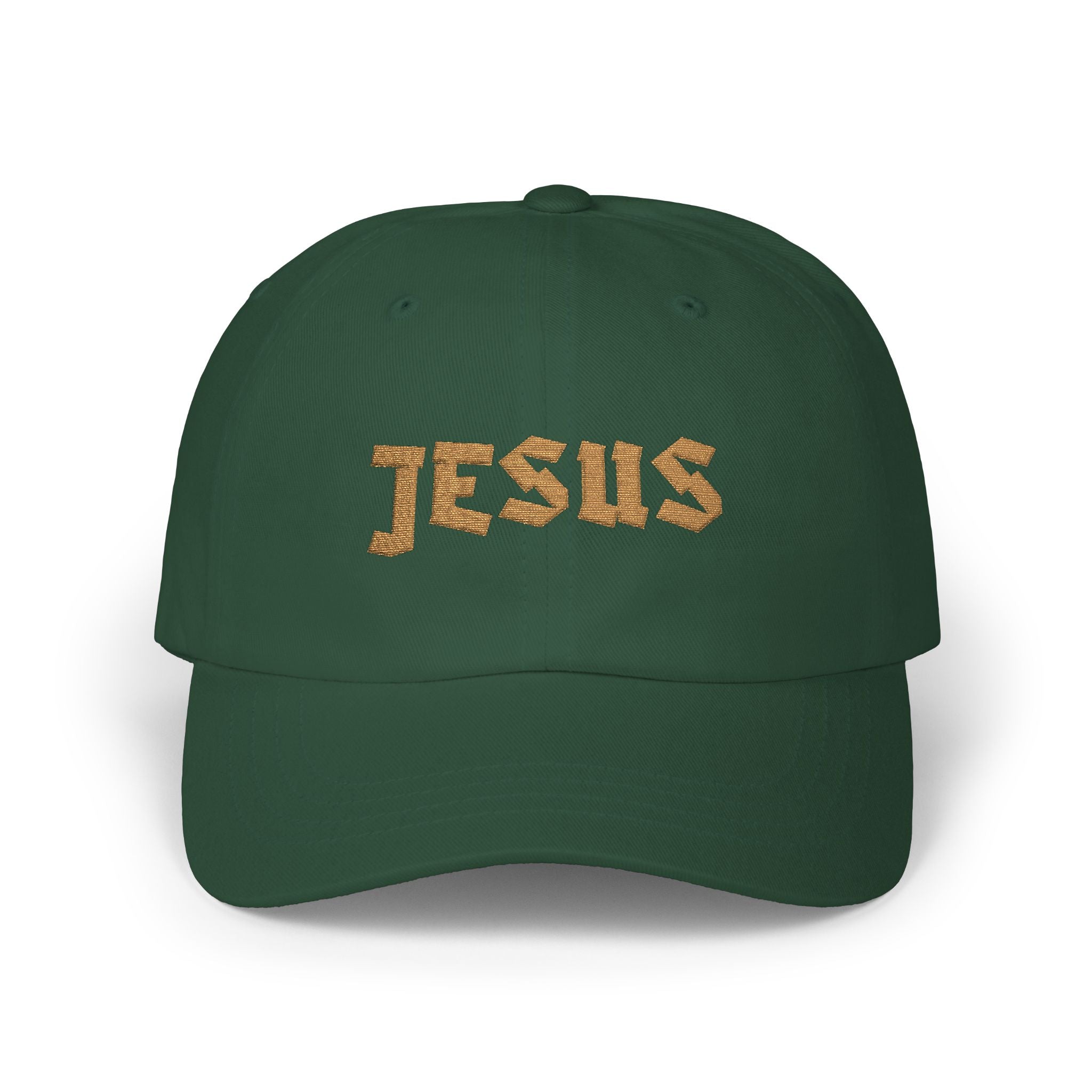JESUS Gold Foil Embroidered Classic Baseball Dad Hat