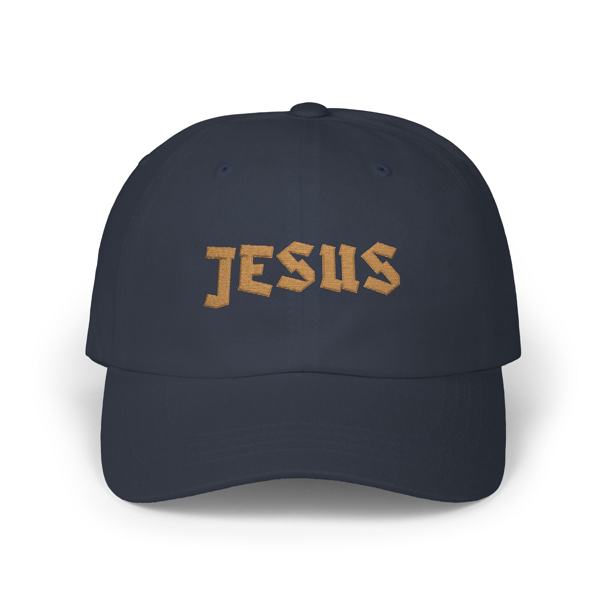 JESUS Gold Foil Embroidered Classic Baseball Dad Hat