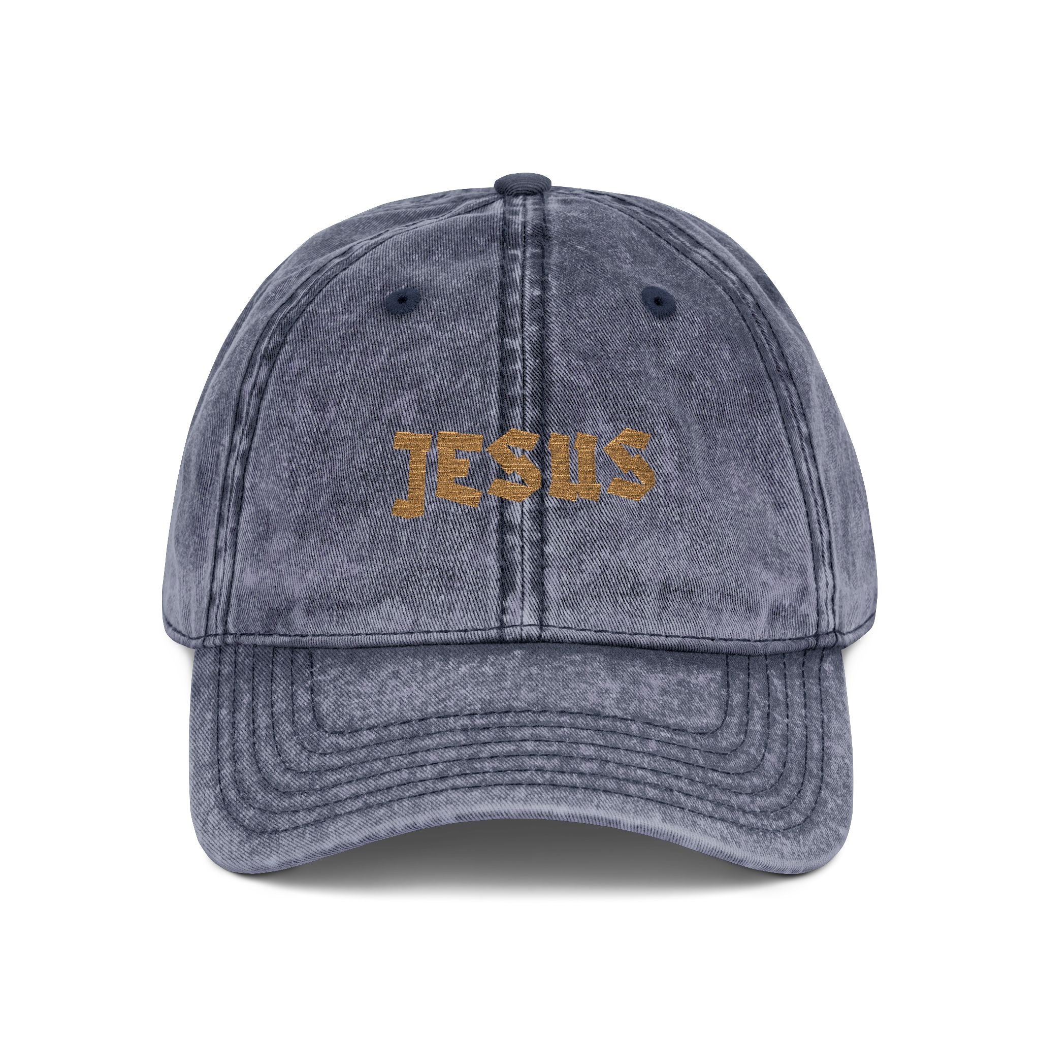 Embroidered 'JESUS' Vintage Cotton Cap Distressed
