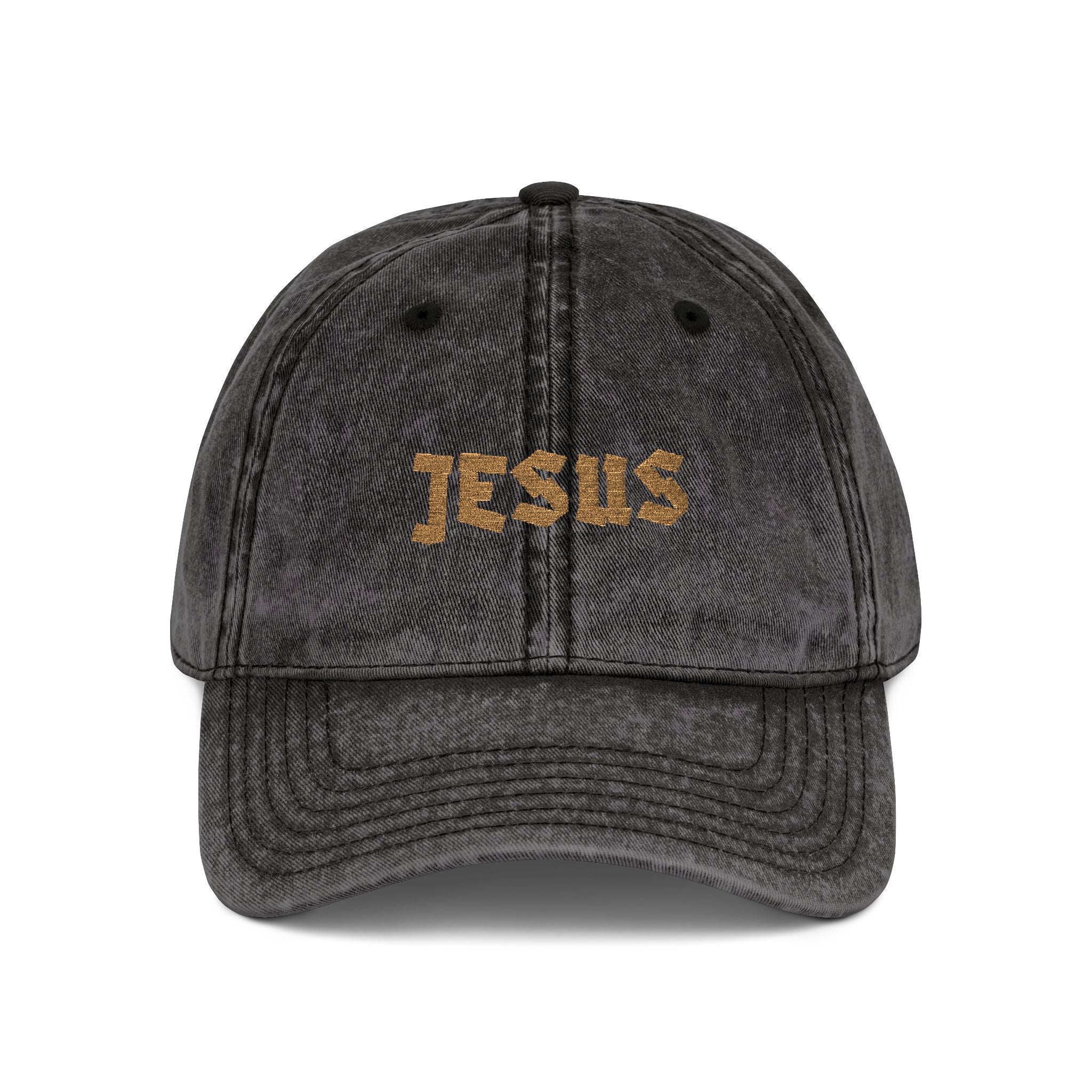 Embroidered 'JESUS' Vintage Cotton Cap Distressed