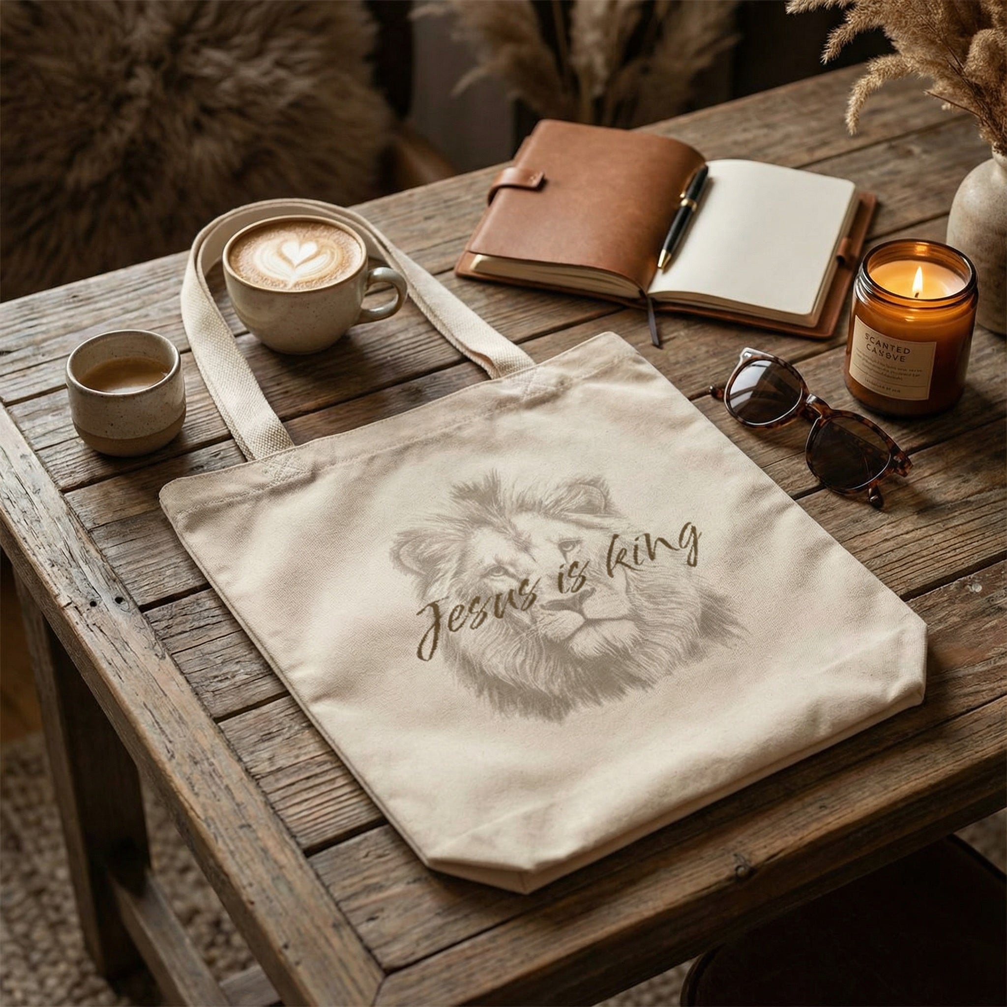 Jesus Is King Lion Tote Bag
