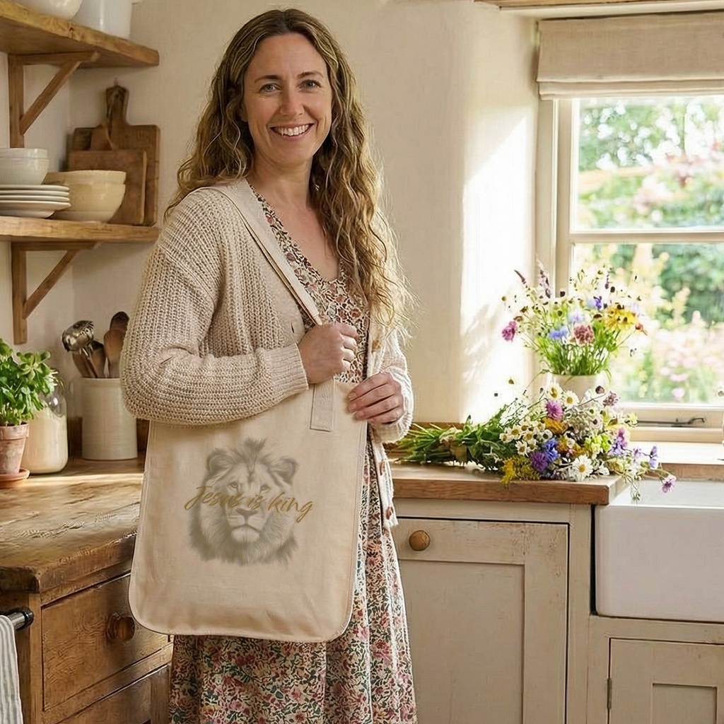 Jesus Is King Lion Tote Bag